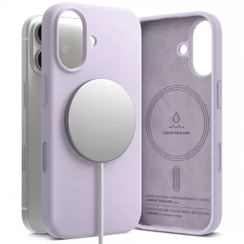 Ringke silikoninis magnetinis MagSafe dėklas iPhone 17, šviesiai violetinės spalvos
