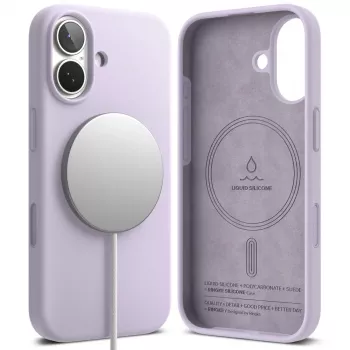 Ringke silikoninis magnetinis MagSafe dėklas iPhone 17, šviesiai violetinės spalvos