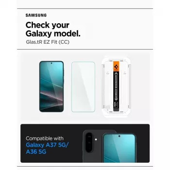 Spigen Glas.tR EZ Fit HD grūdinto stiklo ekrano apsauga, skirta Samsung Galaxy A36 / A37 5G, skaidri, 2 vnt.