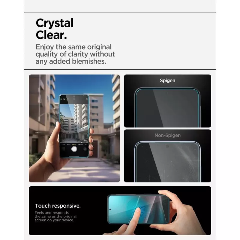 Spigen Glas.tR EZ Fit HD grūdinto stiklo ekrano apsauga, skirta Samsung Galaxy A36 / A37 5G, skaidri, 2 vnt.