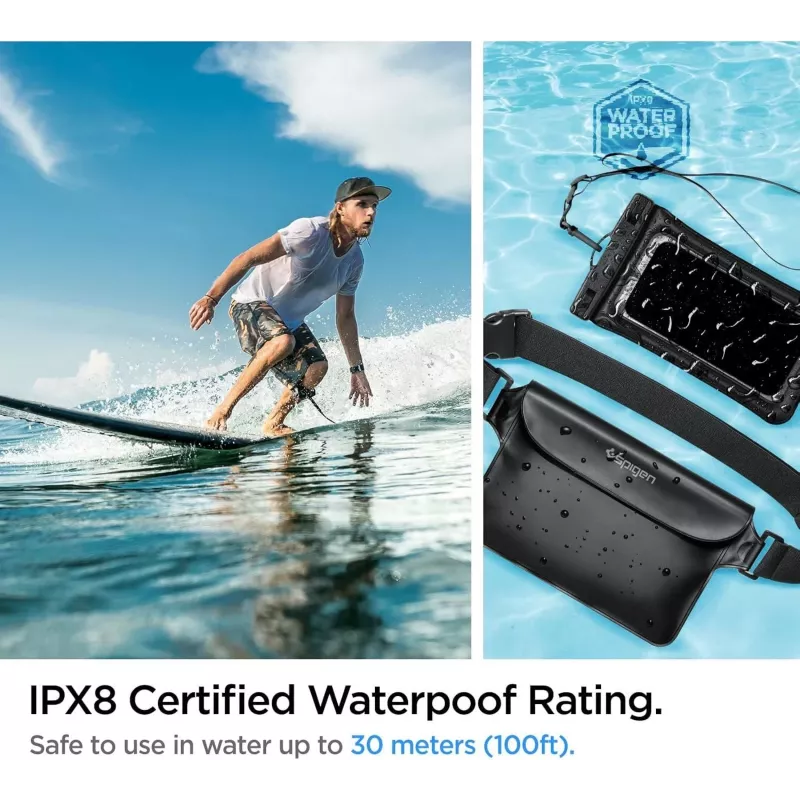 Spigen A621 Universal Waterproof Case & Waist Bag Black