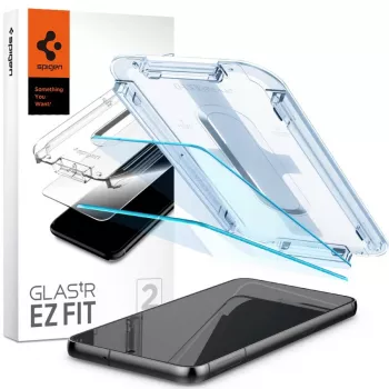 Spigen Glas.tR EZ Fit Grūdinto stiklo ekrano apsauga, skirta Samsung Galaxy S23 (2 vnt.) Skaidri