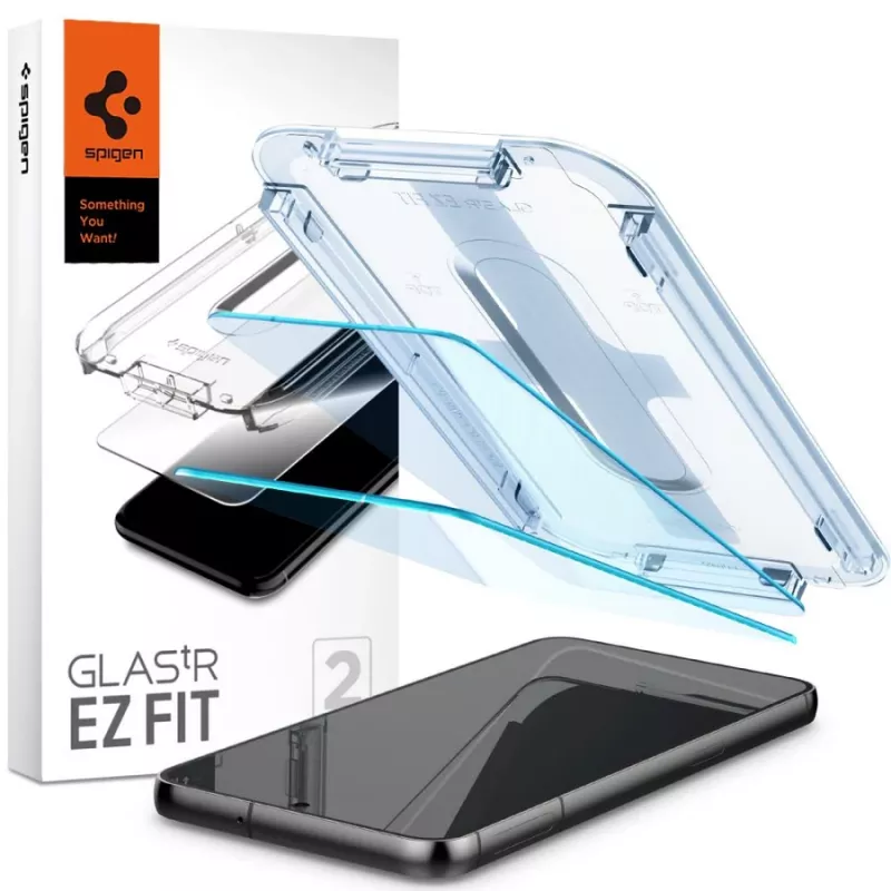 Spigen Glas.tR EZ Fit Grūdinto stiklo ekrano apsauga, skirta Samsung Galaxy S23 (2 vnt.) Skaidri