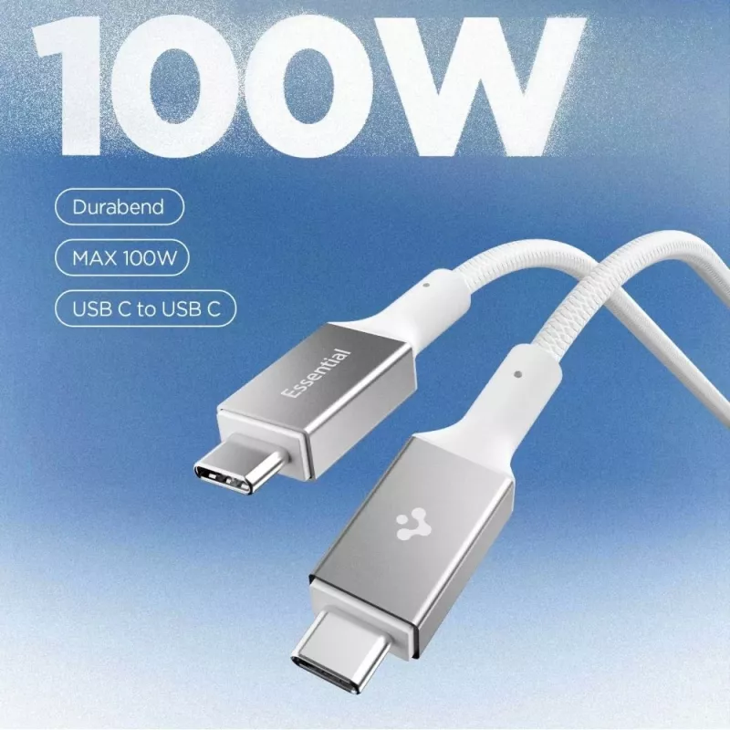 Spigen Essential USB-C į USB-C laidas 100W 1m Baltas