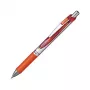 Pentel EnerGel Xm įtraukiamas gelinis rašiklis - oranžinis rašalas - 0,35 mm - sidabrinis korpusas su oranžiniais akcentais - guminė rankena - apvalus korpusas