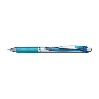 Pentel EnerGel Xm Įtraukiamas Gelinis Rašiklis - Šviesiai Mėlynas Rašalas - 0,35 mm Adatinis Antgalis - Mėlynas Korpusas - Guminė Rankena