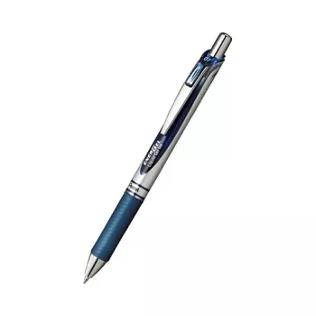Pentel EnerGel XM įtraukiamas gelinis rašiklis – tamsiai mėlynas rašalas, ypač plonas 0,35 mm, tamsiai mėlynas korpusas, sidabrinis segtukas