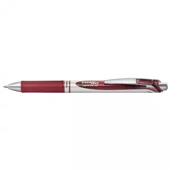 Pentel Energel BL77 Retractable Gel Pen - Burgundy Ink - 0.7 mm - Silver Clip - Round Barrel