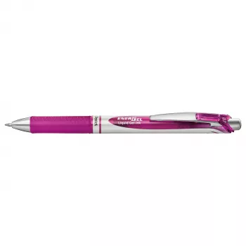 Pentel Energel BL77 rašiklis su paslepiamu antgaliu - rašalo spalva: rausvai raudona - 0.7 mm - vidutinis taškas - sidabriniai akcentai
