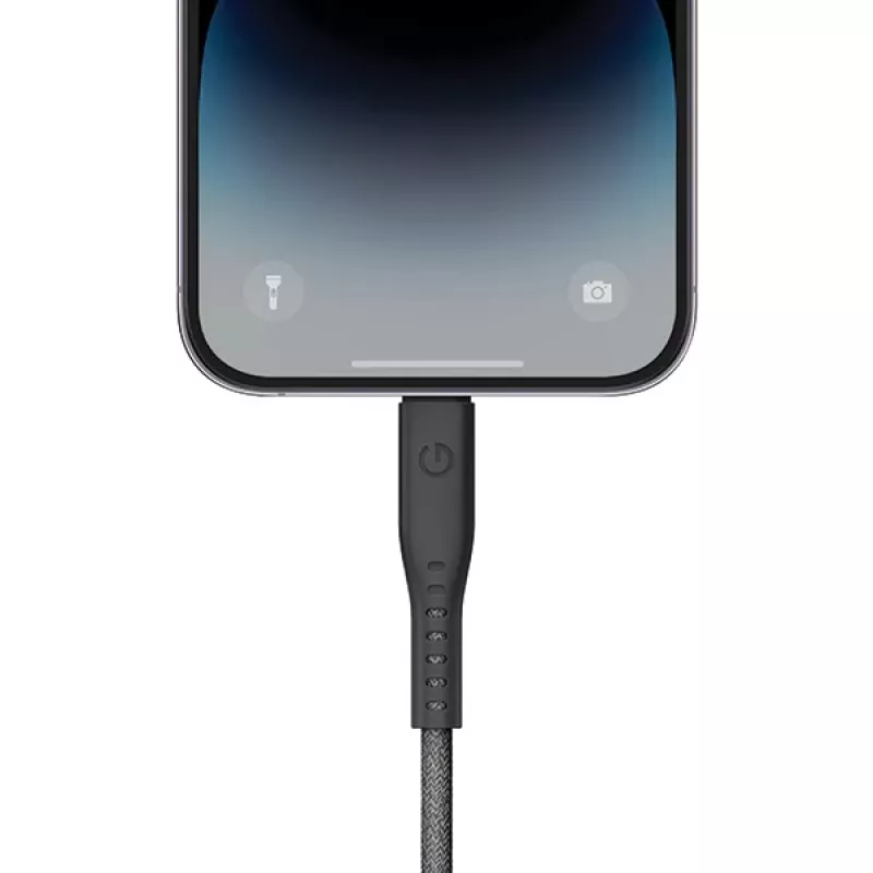 ENERGEA Flow USB-C to Lightning kabelis 1,5 m juodas 60 W 3A PD greitasis įkrovimas MFi sertifikuotas
