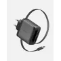 ENERGEA Ampcharge Arc 65W GaN USB-A/USB-C sieninis įkroviklis su įtraukiamu USB-C kabeliu, Gunmetal