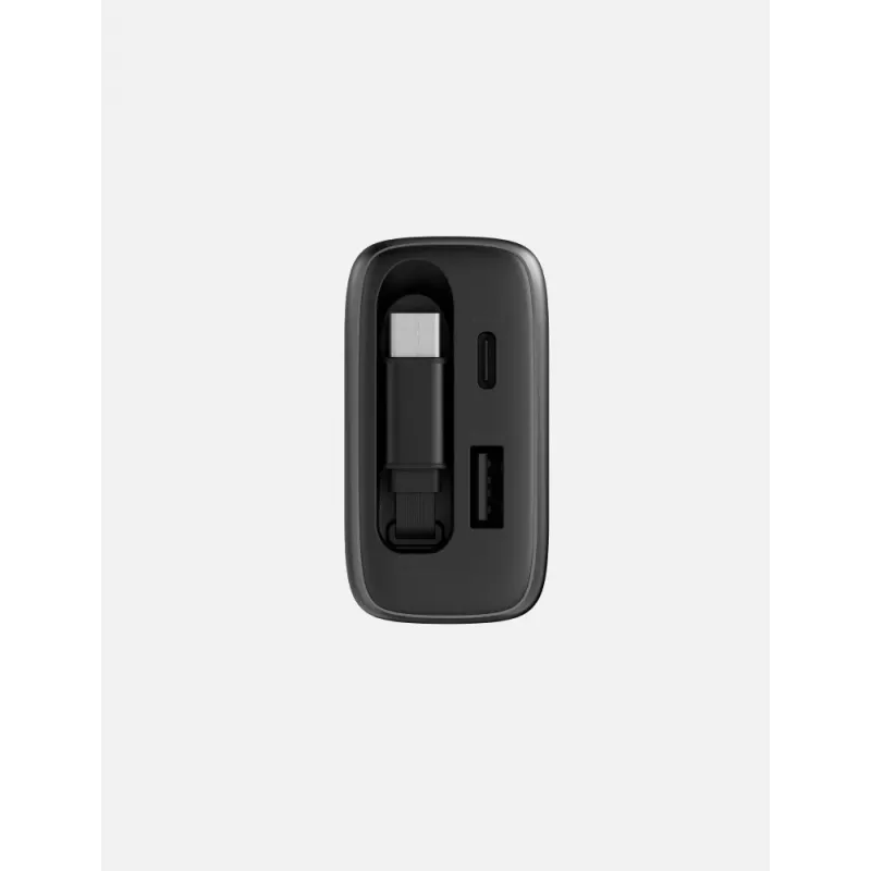 ENERGEA Ampcharge Arc 65W GaN USB-A/USB-C sieninis įkroviklis su įtraukiamu USB-C kabeliu, Gunmetal