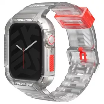 SKINARMA Saido 2-in-1 Dėklas ir Dirželis Apple Watch 45/44mm, Skaidrus