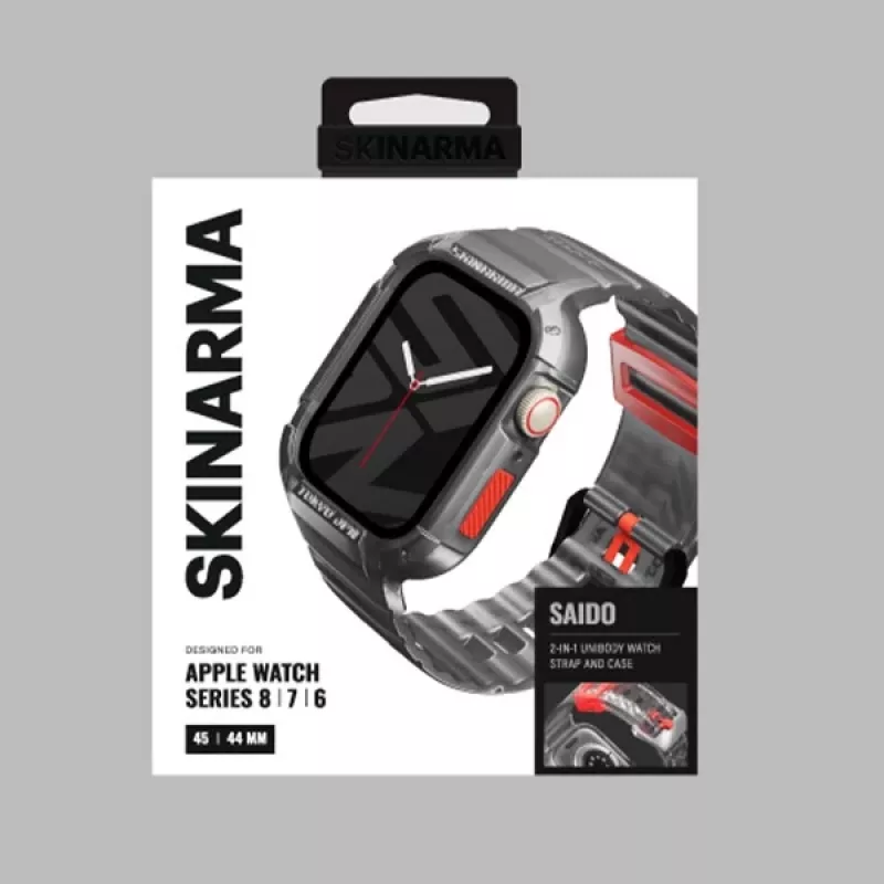 Skinarma Saido 2-in-1 Strap & Case for Apple Watch 45/44mm - Smoke