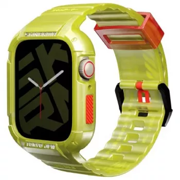 Skinarma Saido 2-in-1 Apple Watch Band & Case 45/44mm Neon Yellow
