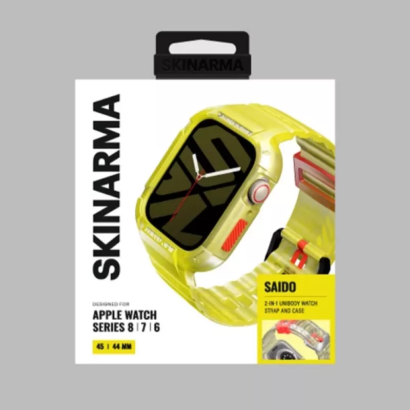 Skinarma Saido 2-in-1 Apple Watch Band & Case 45/44mm Neon Yellow