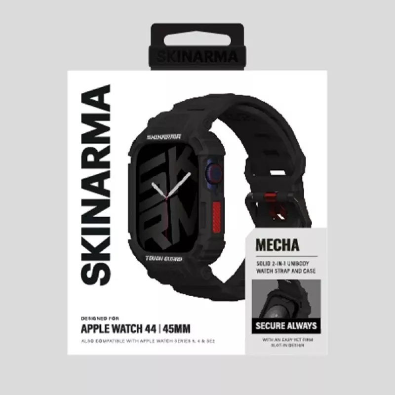 SKINARMA Mecha 2-in-1 Strap and Case for Apple Watch 45/44mm Black