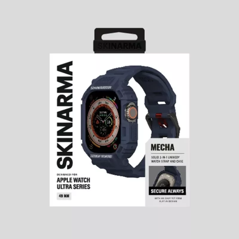 SKINARMA Mecha 2-in-1 Case with Strap for Apple Watch Ultra 49mm Navy Blue