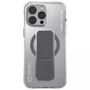 Skinarma Axon Dėklas, skirtas iPhone 16 Pro Max 6,9 colio, su magnetiniu įkrovimu ir rankenos stoveliu, titano spalvos