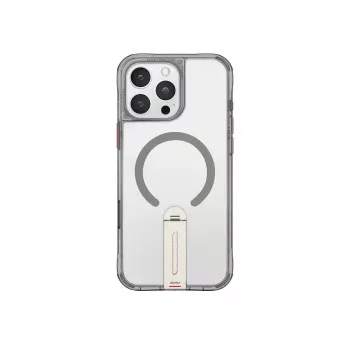 Skinarma Helix Case for iPhone 16 Pro, Magnetic Charging 360 Rotating Stand, Titanium
