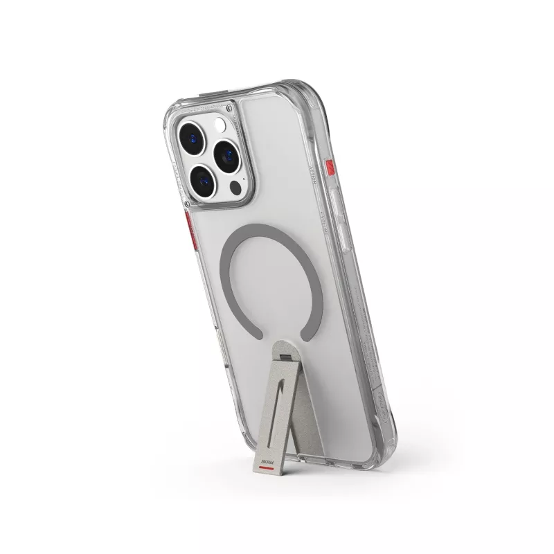 Skinarma Helix Case for iPhone 16 Pro, Magnetic Charging 360 Rotating Stand, Titanium