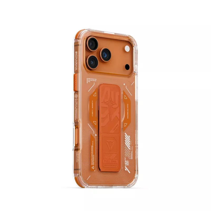 Skinarma Helio Case for iPhone 17 Pro Max Magnetic Charging + Grip Stand Orange