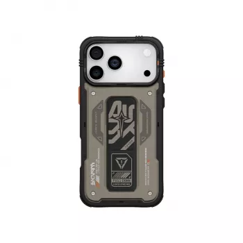 Skinarma Aegis Dėklas, skirtas iPhone 17 Pro, su magnetiniu įkrovimu ir laikikliu-stovu, pilkas