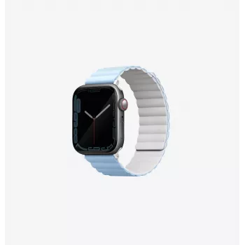 UNIQ Revix Reversible Magnetic Strap for Apple Watch Series 1/2/3/4/5/6/7/8/9/SE/SE2/SE3/Ultra/Ultra 2/Ultra 3 42/44/45/49mm White-Blue