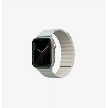 UNIQ Revix Reversible Magnetic Watch Strap, skirta Apple Watch Series 1/2/3/4/5/6/7/8/9/SE/SE2/SE3 38/40/41mm – Sage Green/Beige