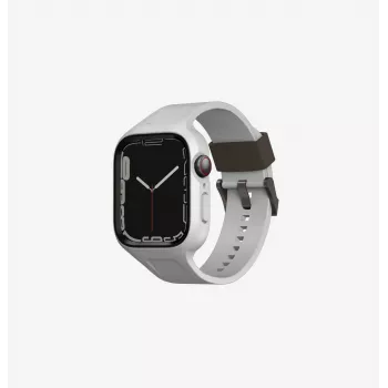 UNIQ Monos 2in1 Apple Watch dirželis su dėklu Series 4/5/6/7/8/9/SE/SE2/SE3 44/45mm Chalk Grey