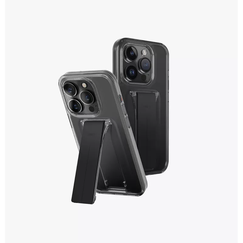 UNIQ Heldro Mount with Stand Case for iPhone 15 Pro 6.1 inch Lucent Clear