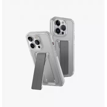UNIQ Heldro Mount with Stand Case for iPhone 15 Pro Max 6.7 inch Lucent Clear