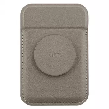 UNIQ Flixa Magnetinė Kortelių Piniginė su Pėdeliu Pilkai Pilka MagSafe