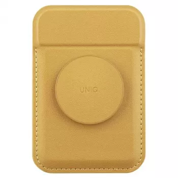 UNIQ Flixa Magnetinė Kortelių Piniginė su Pėdeliu Kanarų Geltona MagSafe