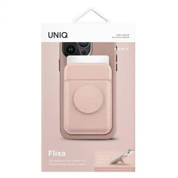 UNIQ Flixa Magnetinė Kortelių Piniginė su Pėdėle Blush Pink MagSafe