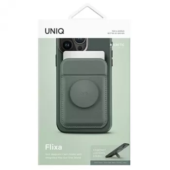 UNIQ Flixa Magnetinė Kortelių Palaikymo Dėklas su Pėda Lichen Green MagSafe
