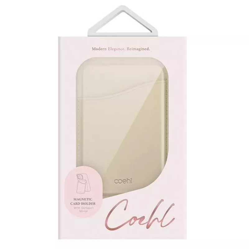UNIQ Coehl Esme Magnetinė Piniginė su Veidrodėliu ir Pėdute Cream