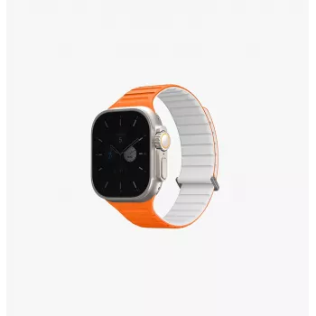 UNIQ Revix Evo Reversible Magnetic Silicone Strap for Apple Watch Series 1/2/3/4/5/6/7/8/9/SE/SE2/SE3/Ultra/Ultra2/Ultra3 42/44/45/49mm Viridian Green / Burnt Yellow