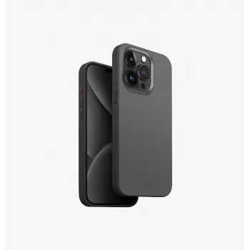 UNIQ Lyden DS MagClick Įkrovimo Dėklas, skirtas iPhone 15 Pro Max 6.7 colio, anglies pilkai juoda