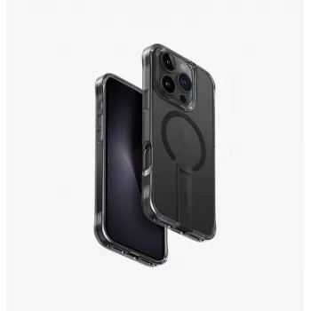 UNIQ Eleva su Vertica Stovu Dėklas, skirtas iPhone 16 Pro 6,3 colio, anglies juodos spalvos