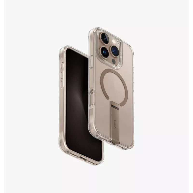 UNIQ Eleva su Vertica Stovu Dėklas, skirtas iPhone 16 Pro 6,3 colio, anglies juodos spalvos