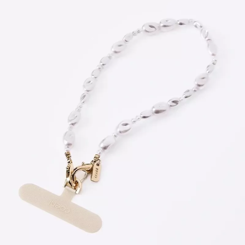 UNIQ Coehl Perla Hand Strap Universal Phone Lanyard for Wrist, White Pearl