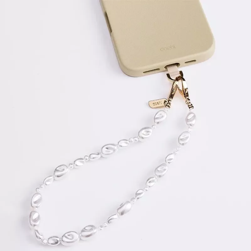 UNIQ Coehl Perla Hand Strap Universal Phone Lanyard for Wrist, White Pearl