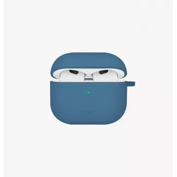UNIQ Nexo Dėklas AirPods 4 su Ausų Kabliukais, Silikoninis, Ramioji Mėlyna