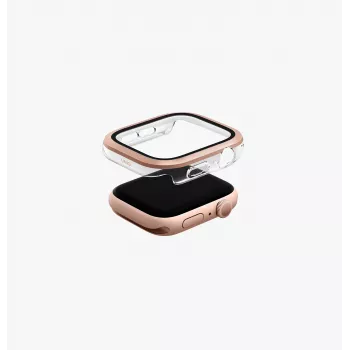 UNIQ Voute Protective Case with Screen Protector for Apple Watch Series 10/11 46mm, Tempered Glass, Rose Gold