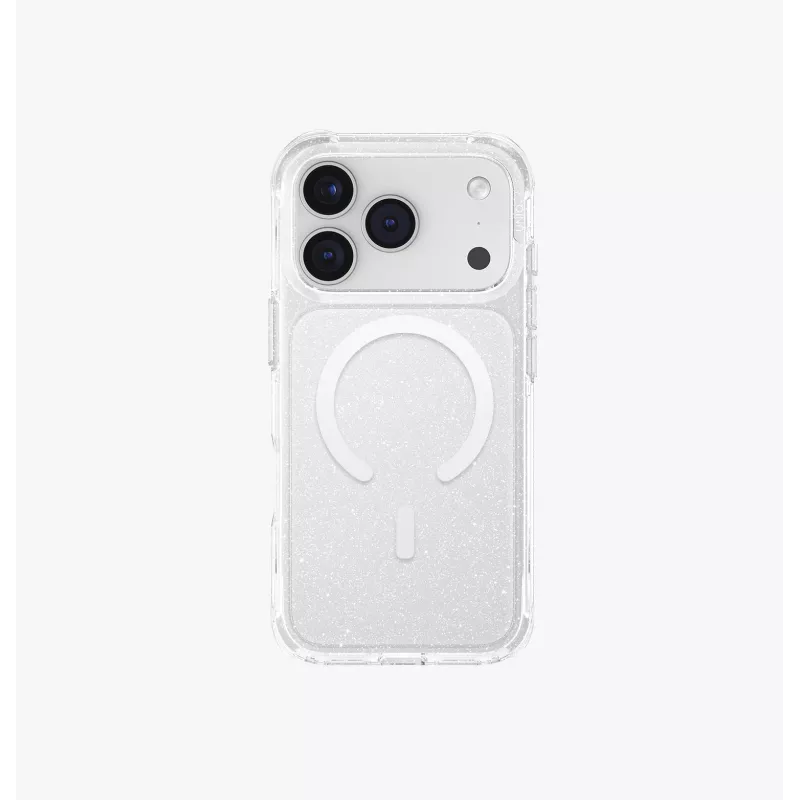 UNIQ LifePro Xtreme MagClick įkrovimo dėklas iPhone 17 Pro, permatomas/glitter