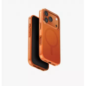 UNIQ Clario dėklas, skirtas iPhone 17 Pro, Magclick įkrovimas, oranžinis