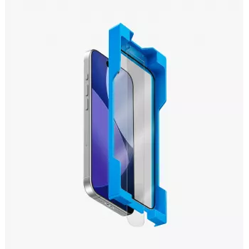 UNIQ Optix Exofit Vividdo Grūdinto stiklo ekrano apsauga, skirta iPhone 17 Pro Max su montavimo rėmeliu