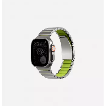 UNIQ Strova Flex Strap for Apple Watch 44/45/46/49mm Series 1/2/3/4/5/6/7/8/9/10/11/SE/SE2/SE3/Ultra/Ultra 2/Ultra 3 Silver-Lime