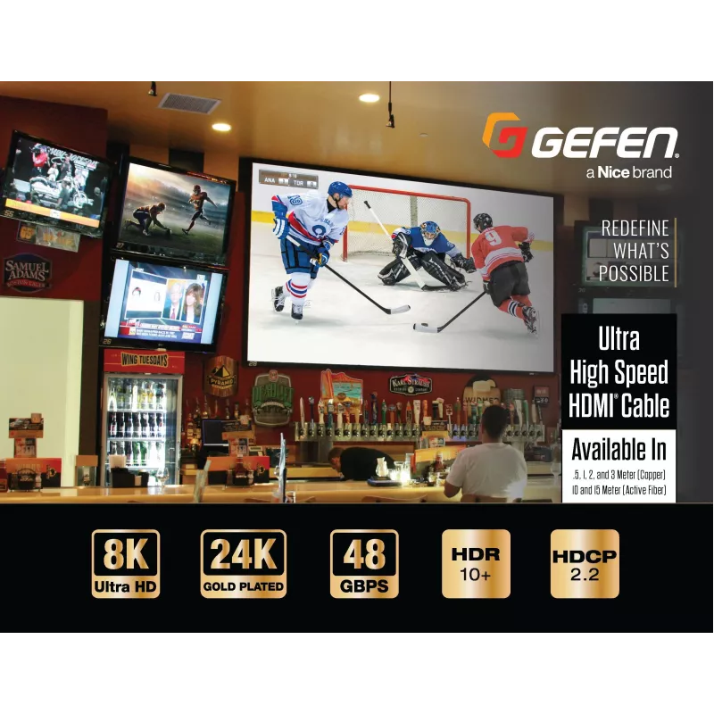 Gefen GEF-CAB-HS-HDMI-15M HDMI 2.1 laidas 15m 48Gbps 8K 4K HDR eARC Juodas